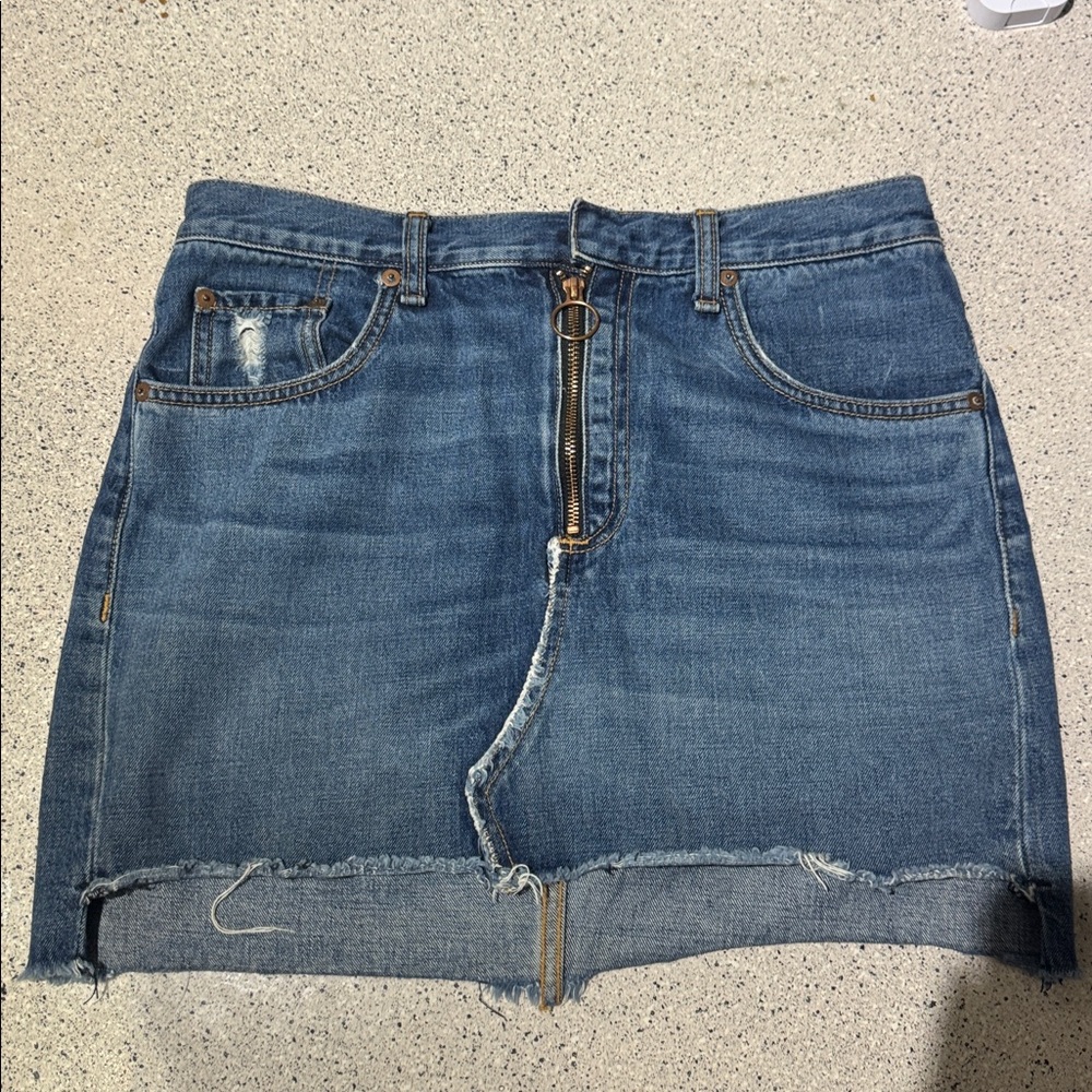 Rag & Bone Y2K Denim Retro 90s Otto Mini Skirt, Distressed Size 28